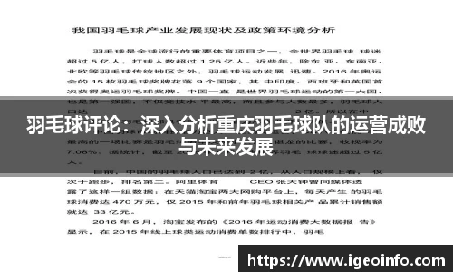 羽毛球评论：深入分析重庆羽毛球队的运营成败与未来发展